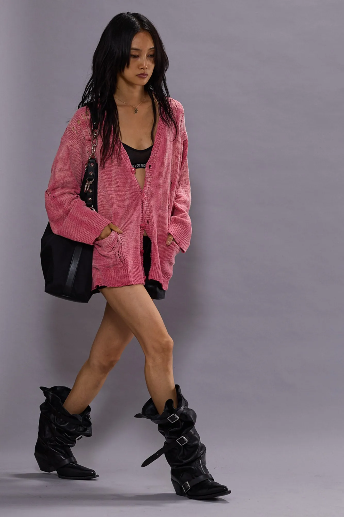 BOYFRIEND CARDIGAN - PINK