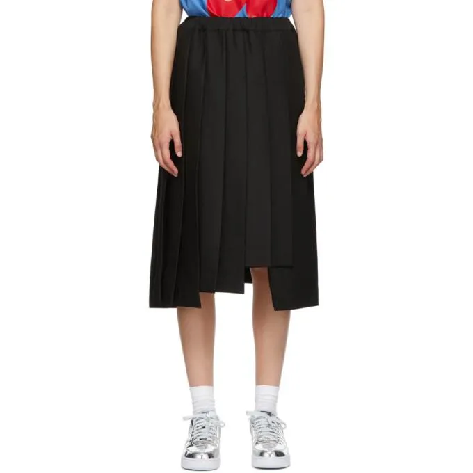 Comme des Garcons Black Pleated Midi Skirt