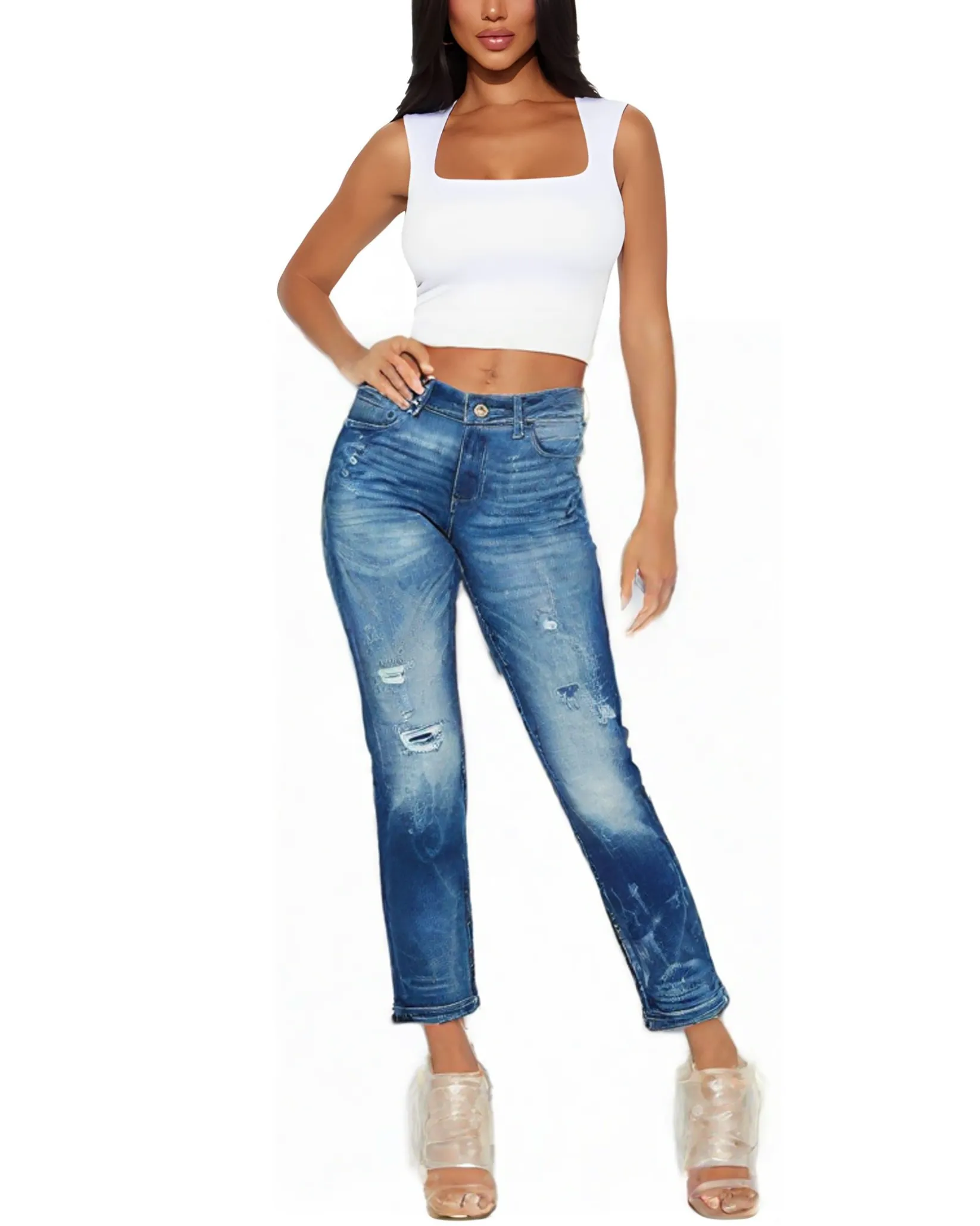 Drop Ripped Skinny Kr 3014