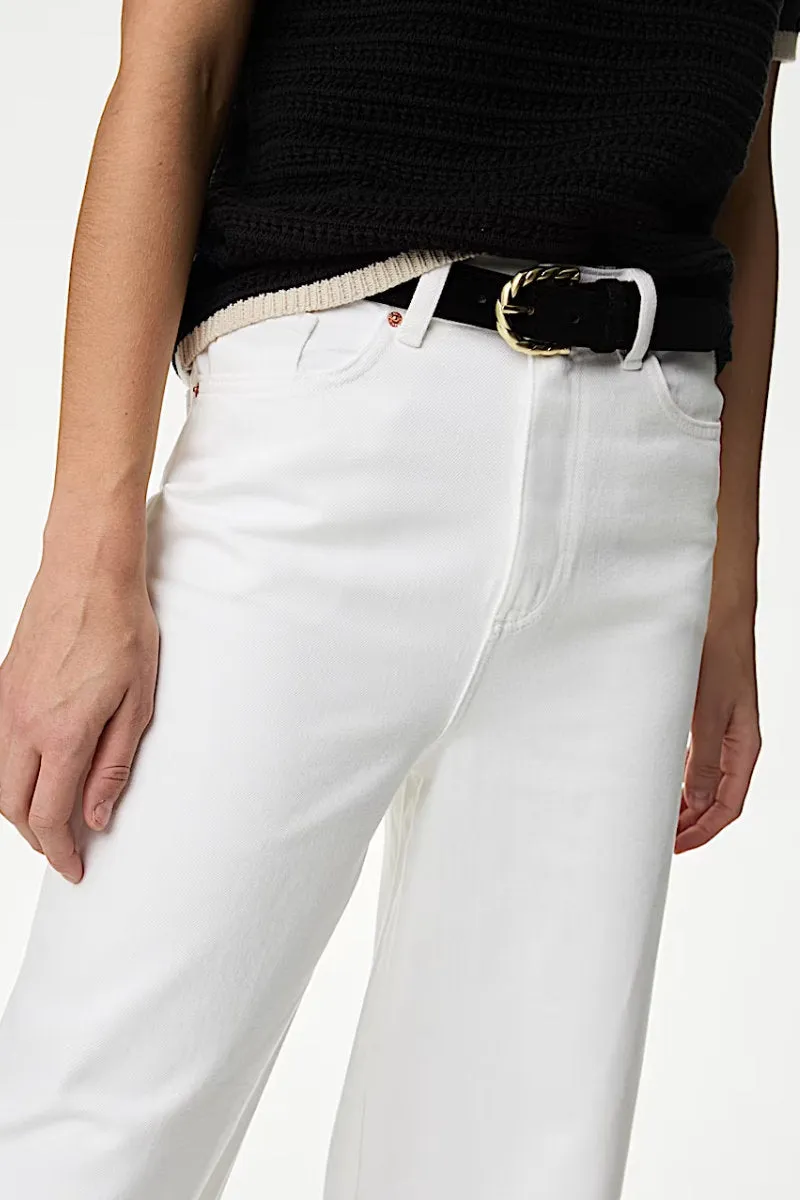 Ex M&S Lyocell Blend High Waisted Wide Leg Grazer Jeans
