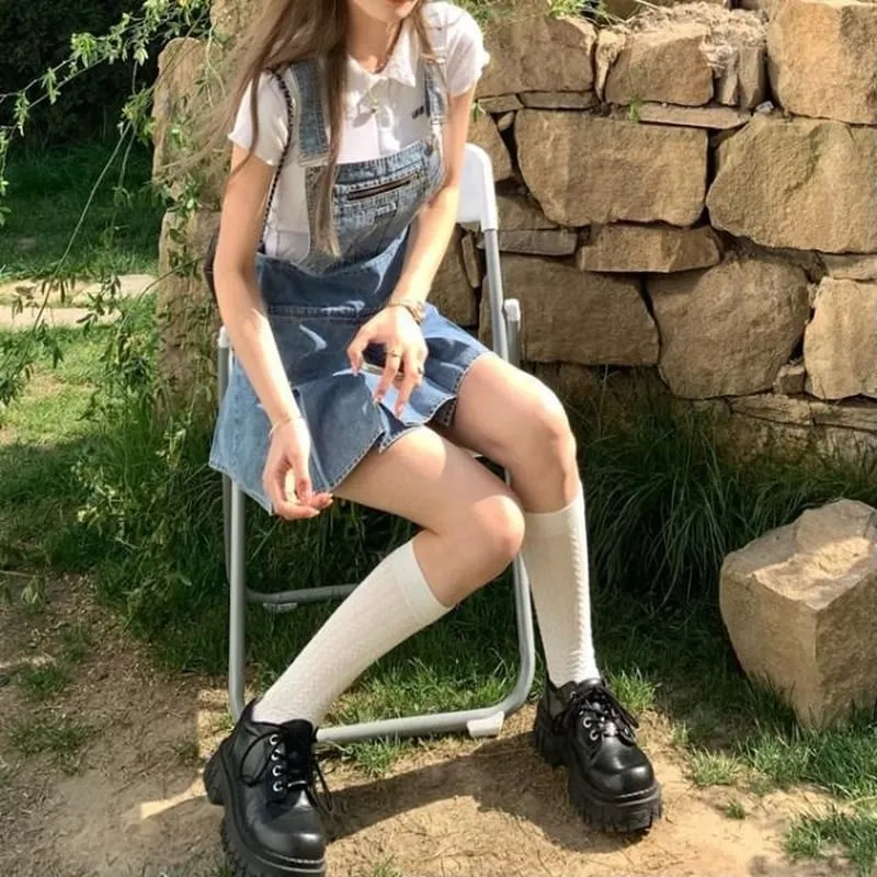 Kawaii Blue Denim Pleated Dress