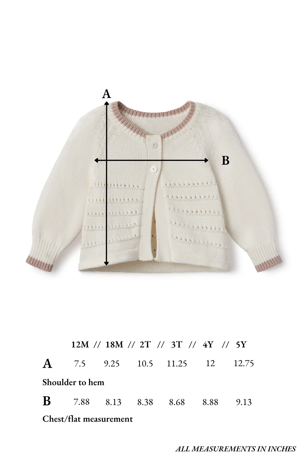 Madeline Cardigan in Cream and Rose