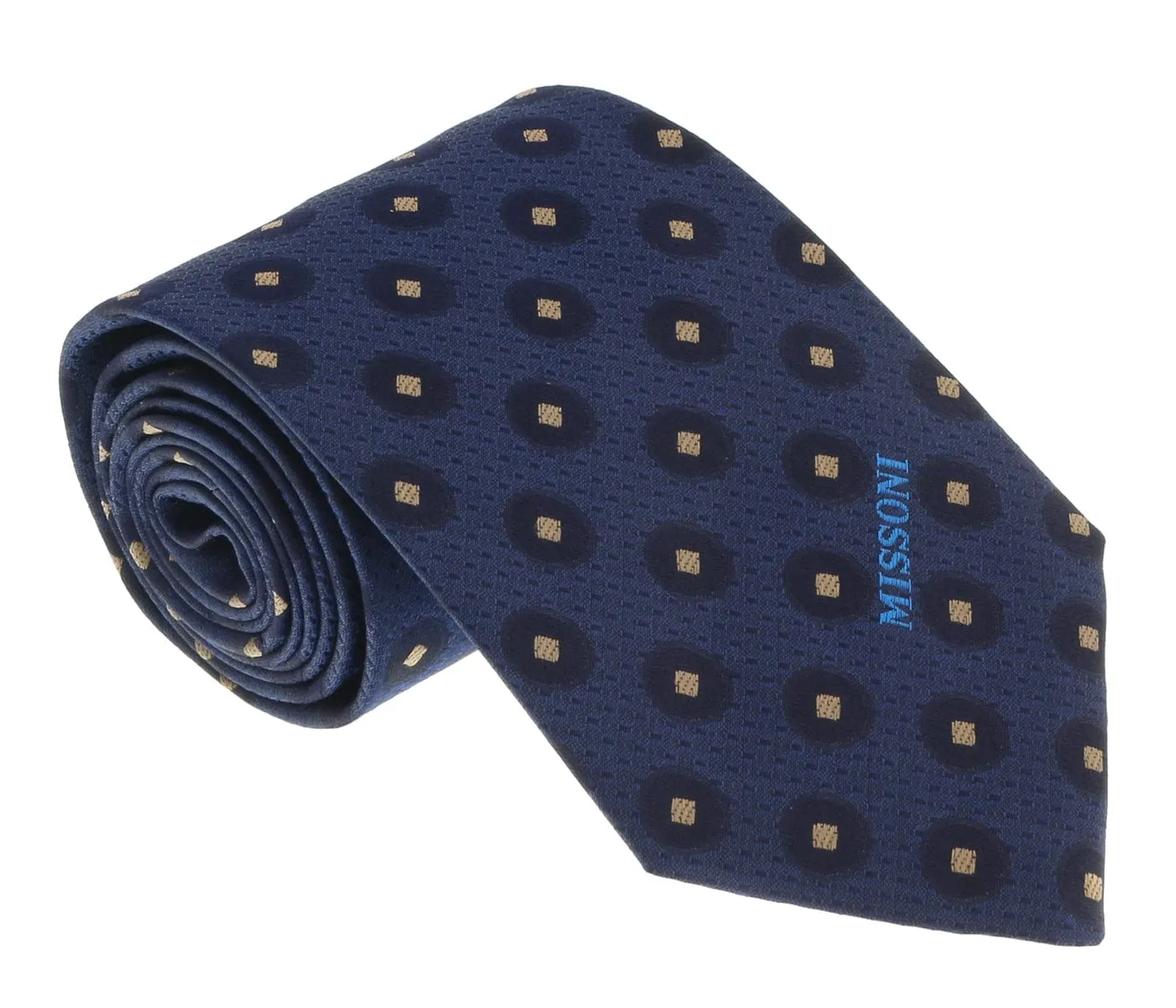 Missoni U5027 Navy  Polka Dot Pure Silk Tie