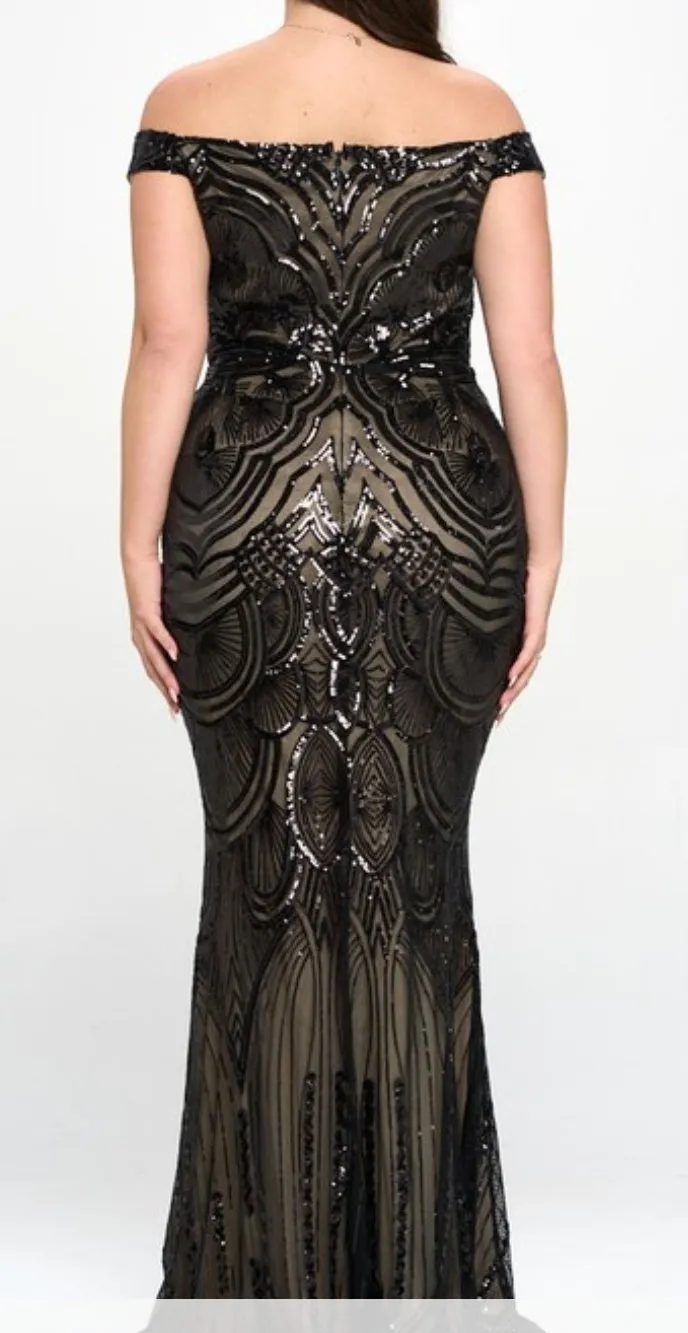 Nude in Black Evening Gown