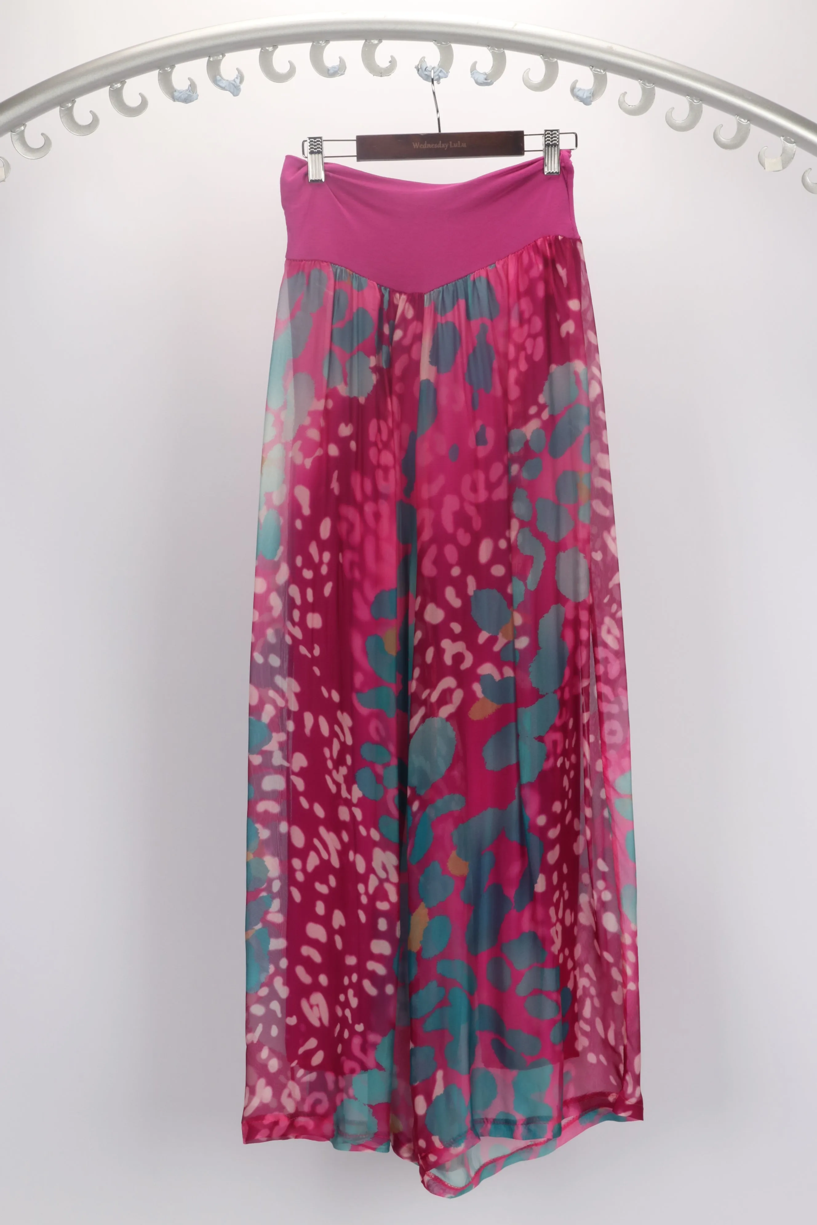 Wednesday Lulu- Silk Floral Pants Fuschia